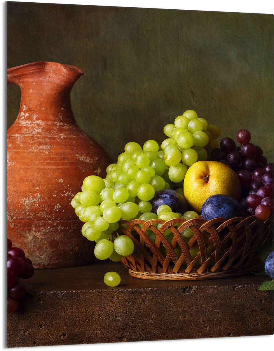 TMK ArtDeko Serie - Glazen Snijplank - 40x52 cm - Winogronen Motief - Multifunctioneel