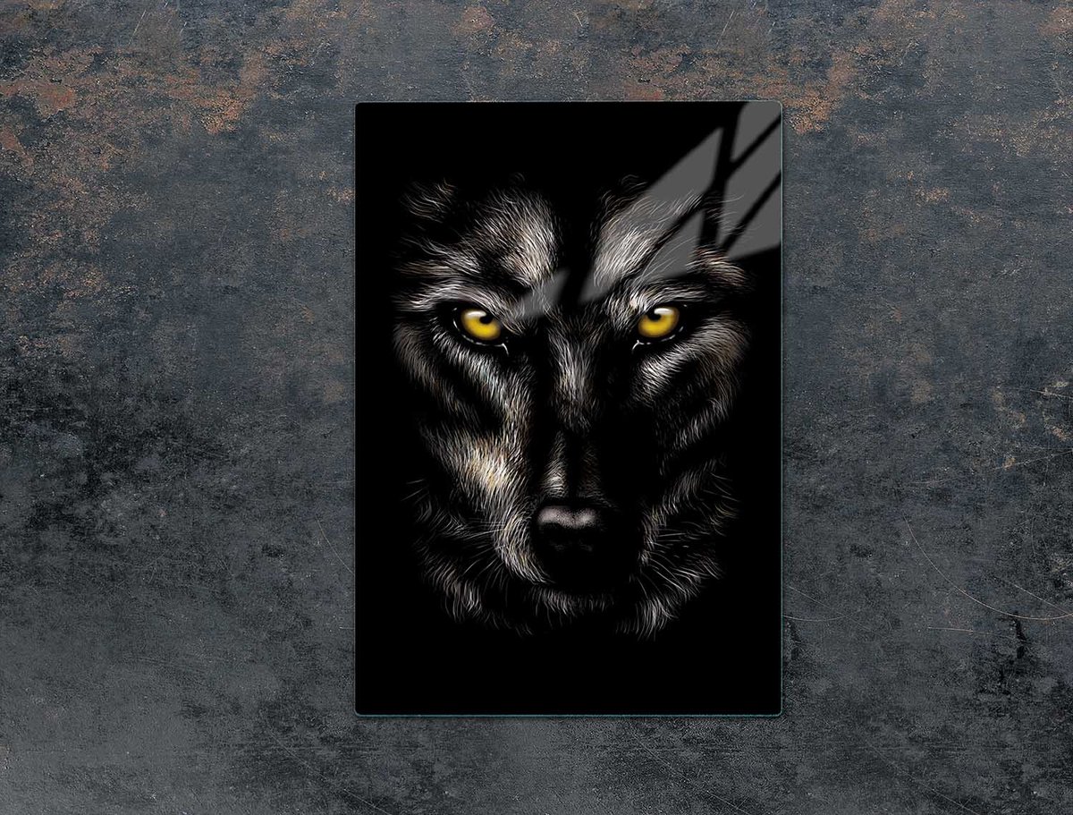 TMK ArtDeko - Snijplank van Glas - 35x52 cm - Wolfmotief