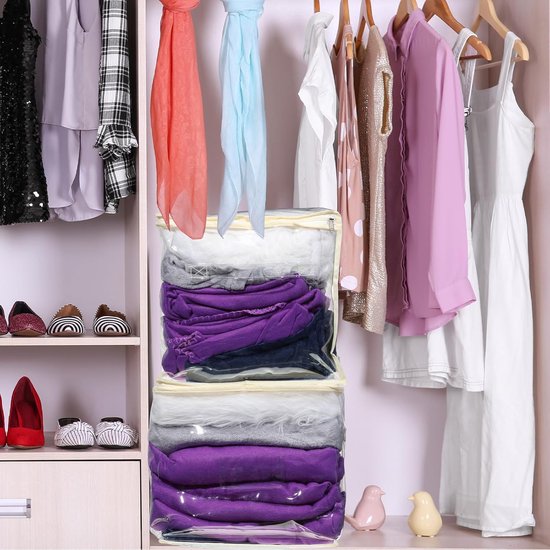 Opbergzakken met rits - Doorzichtige bakken - Kleding opbergen - Met etiketzak - 6 stuks 30 cm - Transparant — afbeelding 3