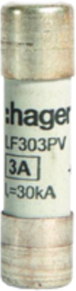 Hager Zekeringpatroon voor fotovoltaïsche toepassingen 10x38mm 1000V DC 3A LF303PV