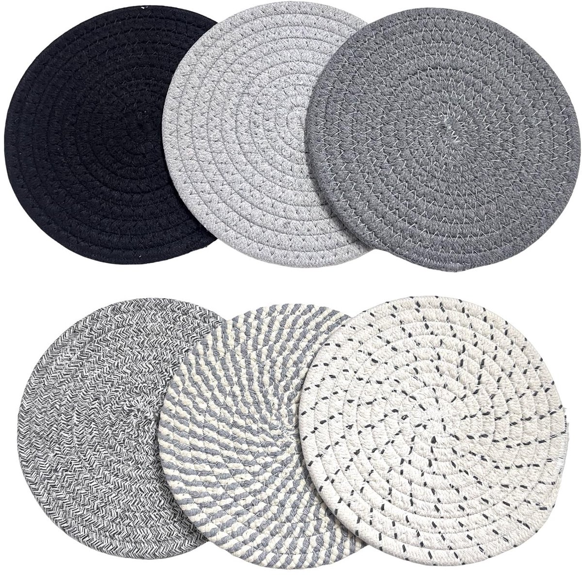 Allecto - Set van 6 Ronde Katoenen Placemats - Warmtebestendig en Antislip - Ideaal voor Keuken en Eettafel