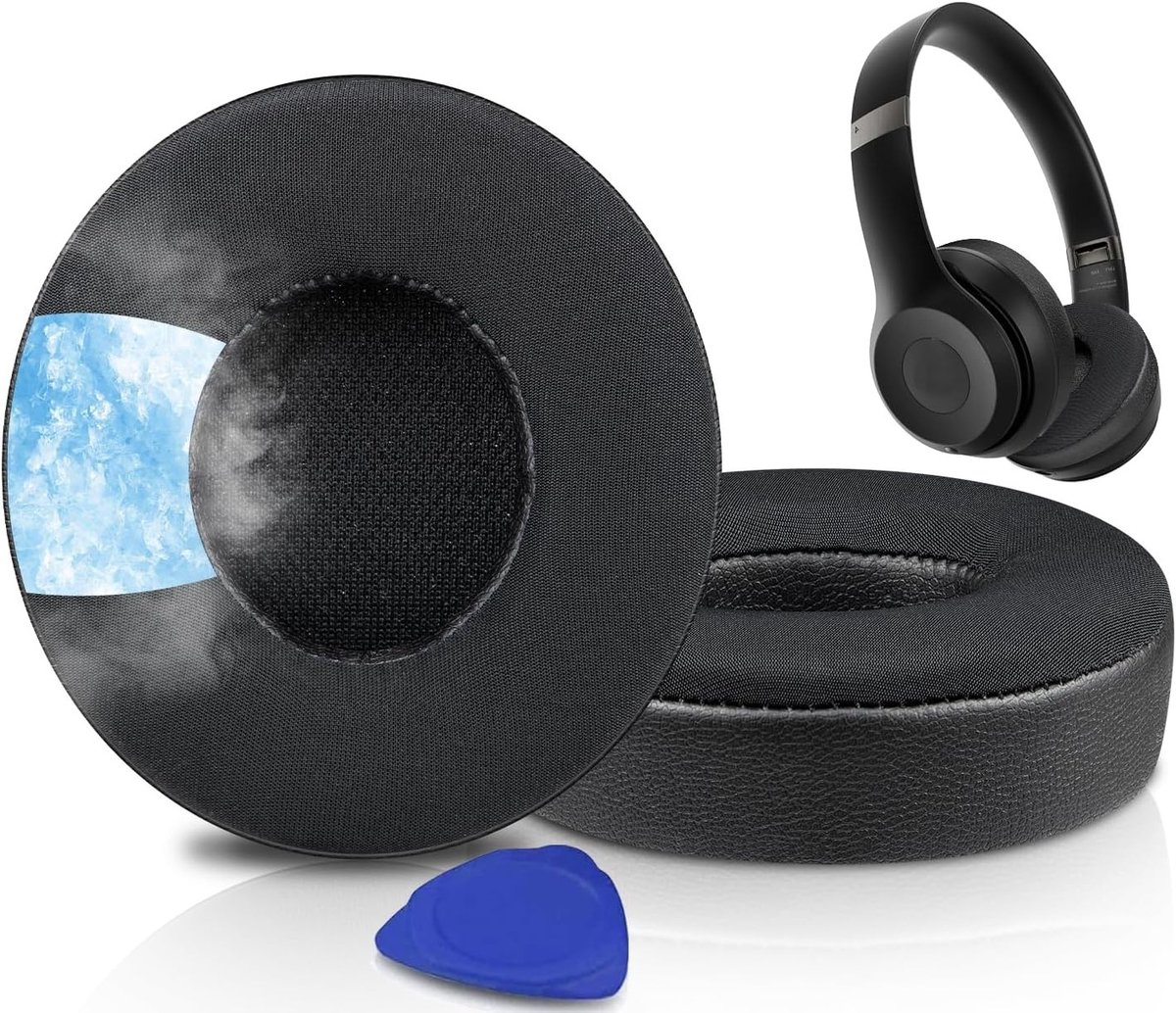 Vervangende Cooling Gel Oorkussens voor Draadloze On-Ear Hoofdtelefoons, Hoogwaardige Gel Earpads met Geluidsisolatie en Extra Dikte - Zwart