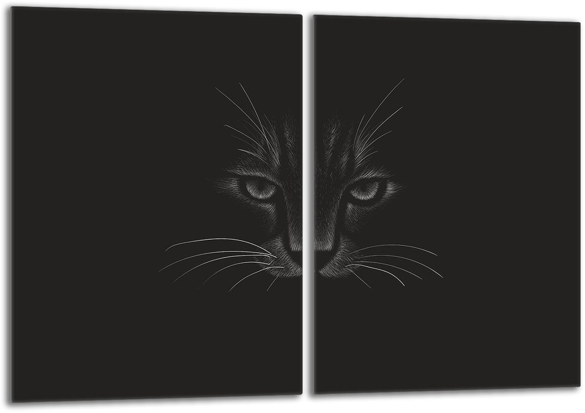 TMK ArtDeko - Glasscherm voor fornuis - 40x52 cm - Kat - Multicolor