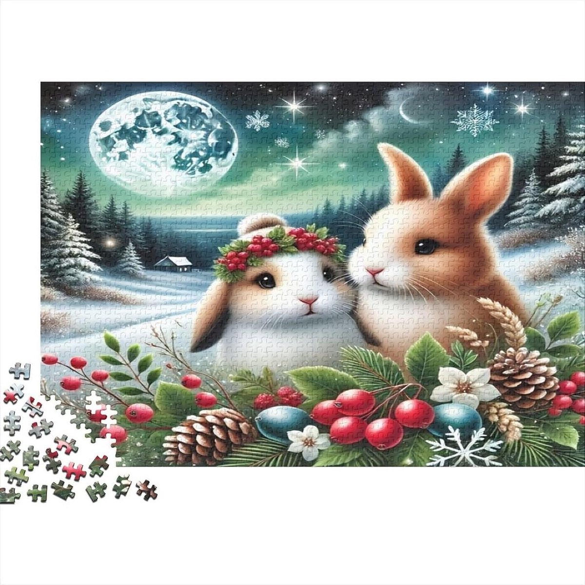 Puzzel 1000 stukjes - Volwassen spel - Familie activiteit - Gerecycled papier - 38x26cm - Winter thema