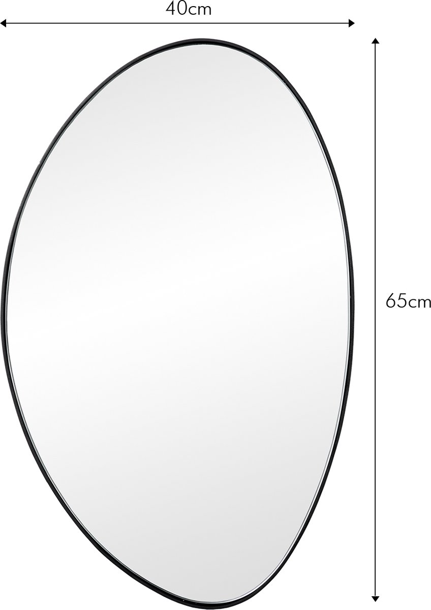 Atmooz - Wandspiegel Stone Medium - Ovaal / Rond - Industrieel - Zwart - Metaal - 65cm hoog en 40cm breed