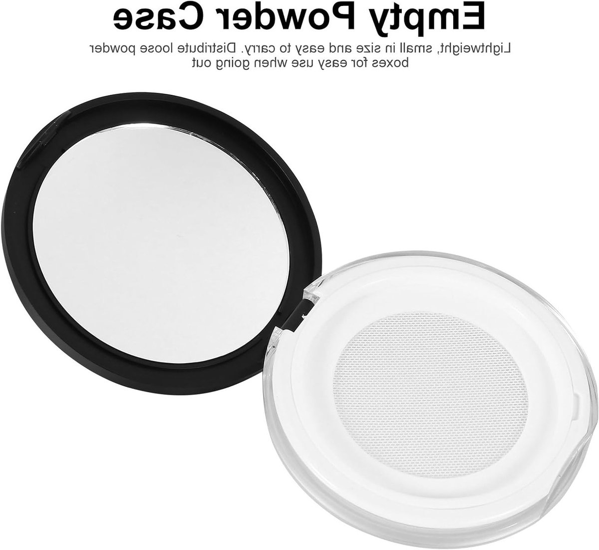 Lege Puff Container voor Foundation met Spiegel - Reiskoffer voor Make-up, Zwart - 2 Stuks