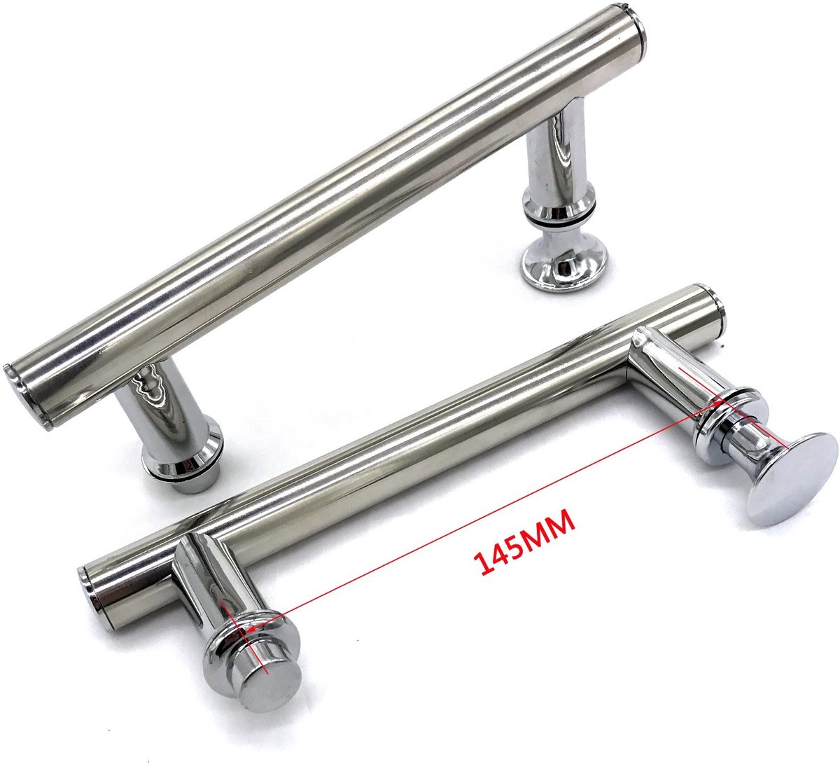 Allecto - Douchedeurhandgreep - Modern Design - Chroom Afwerking - Set van 2 - Geschikt voor 6-12 mm Glas - 145 mm Afstand