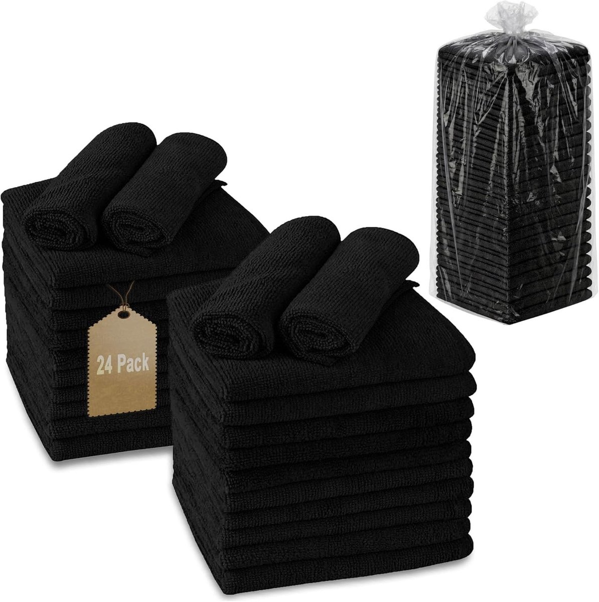 Microfiber Doeken - Wasdoeken - Veelzijdig Schoonmaken - Super Absorberend - 30x30 cm - Zwart