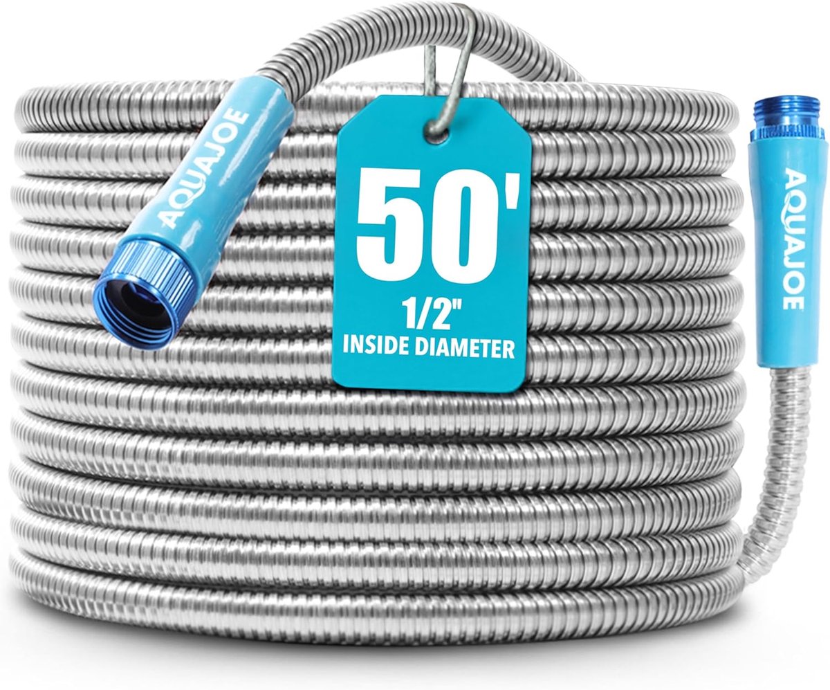 Roestvrijstalen Tuinslang - Metaal Slang - Tuin Bewatering - Knikvrij en Perforatiebestendig - 15 Meter Lengte - Zilverkleurig