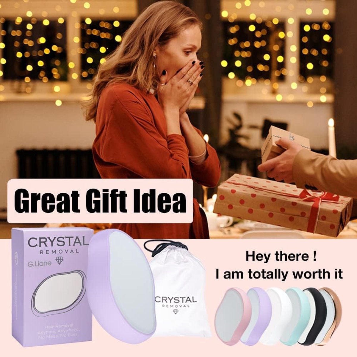 Kristallen haarverwijderaar - Epilator ontharen - Pijnloos ontharen - Herbruikbaar duurzaam apparaat - 107 x 67 cm - Paars thumbnail 5