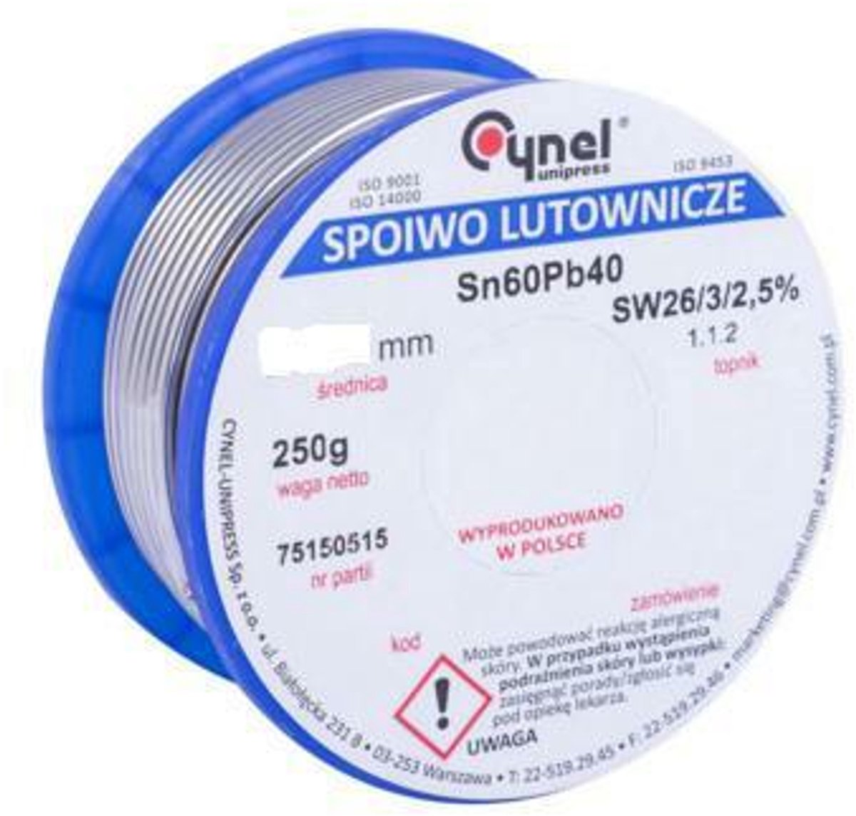 Cynel Unipress - Soldeersel - 2.0mm - 250g - Sn60Pb40