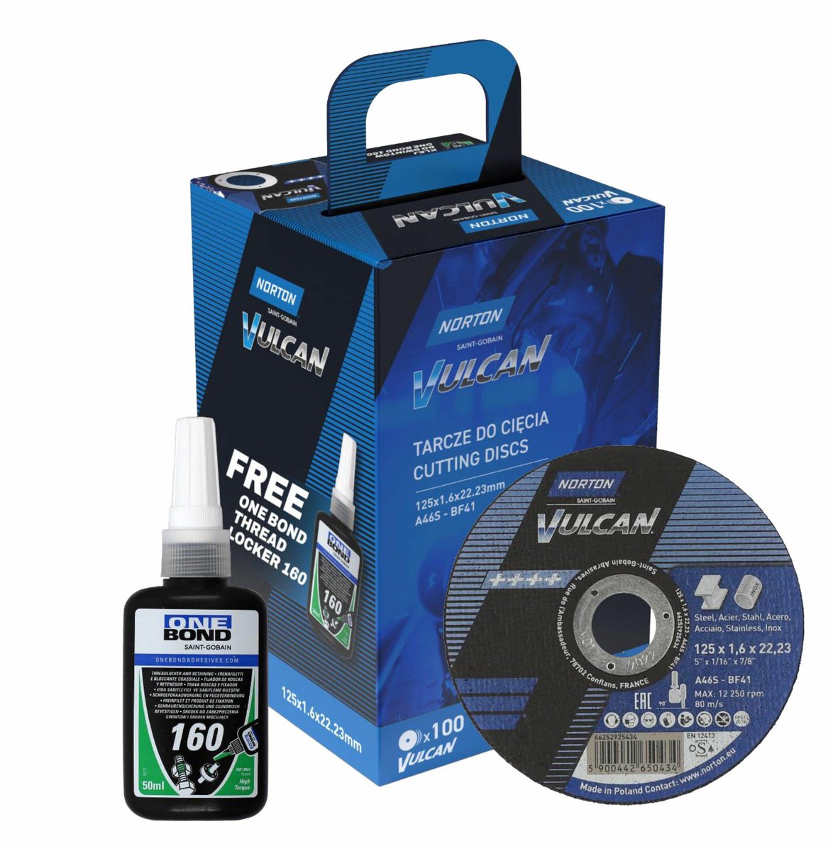 Norton Vulcan Serie - Snijschijf - 125mm Diameter - 1,6mm Dikte - Voor Staal en INOX
