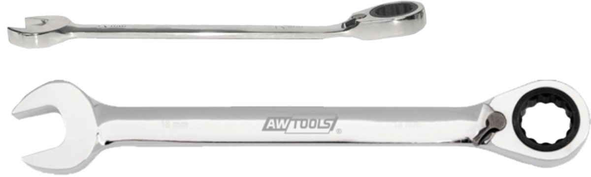 AWTools Ringsleutel met Ratel 19mm - Chroom-Vanadium Staal