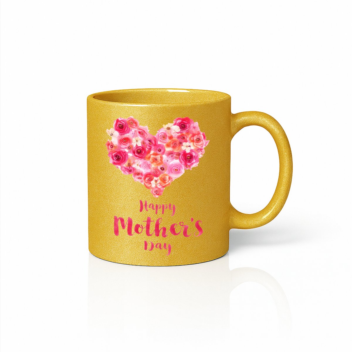 Premium Moederdag Cadeau Mok - Gouden Detail - Bloemen Hart Ontwerp - Goud