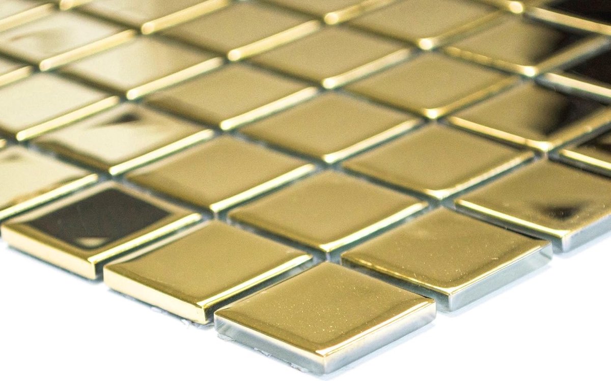 Glazen Mozaïek - Decoratieve Tegels - Wand Decoratie - Doorschijnend Glas - 1 Mat - Goud