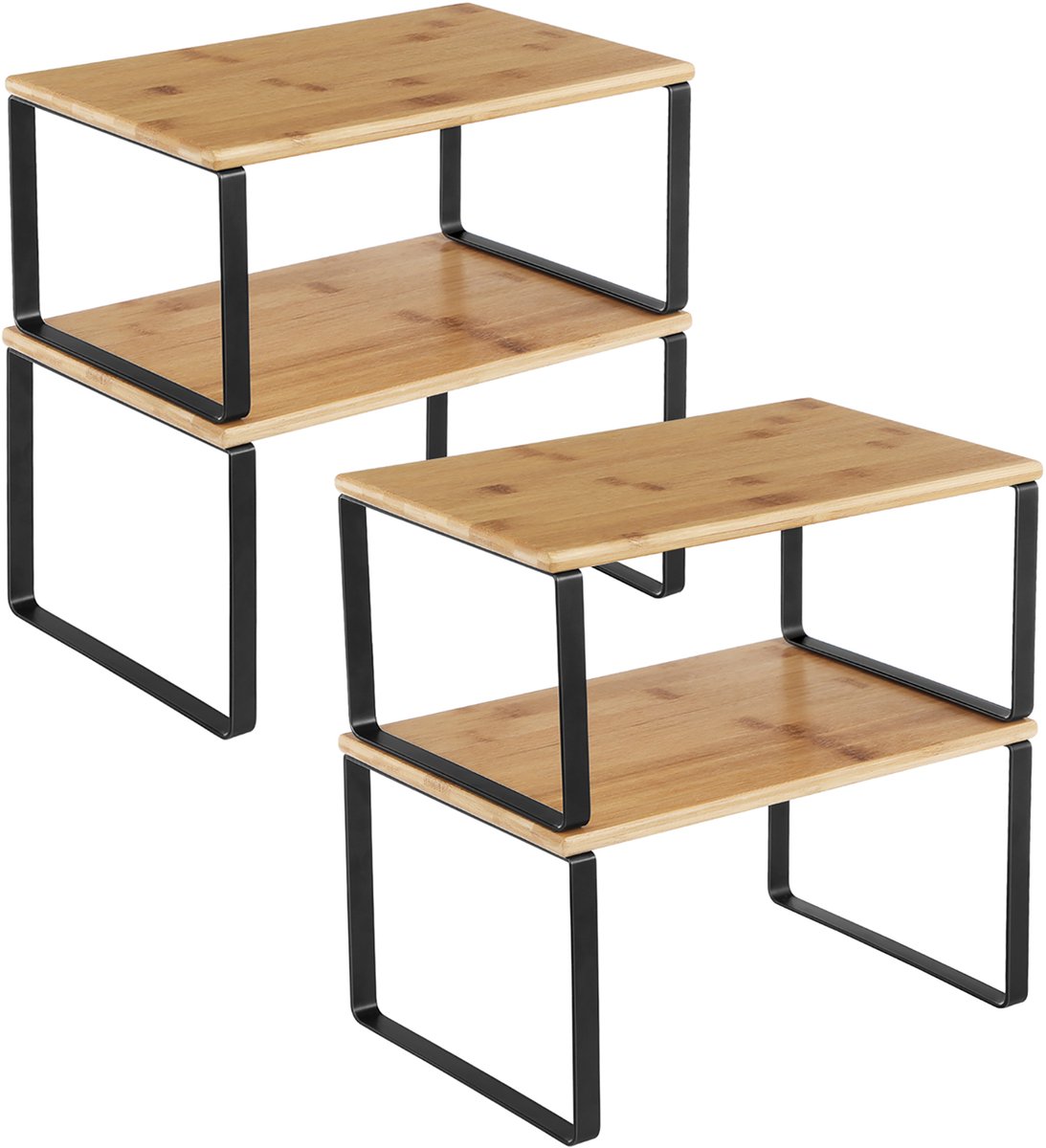 SONGMICS - Kruidenrek - Kruidenrek 4-delig Set - Stapelbare Kruidenhouder - Uitbreidbare Keuken Organizer - Metalen Frame