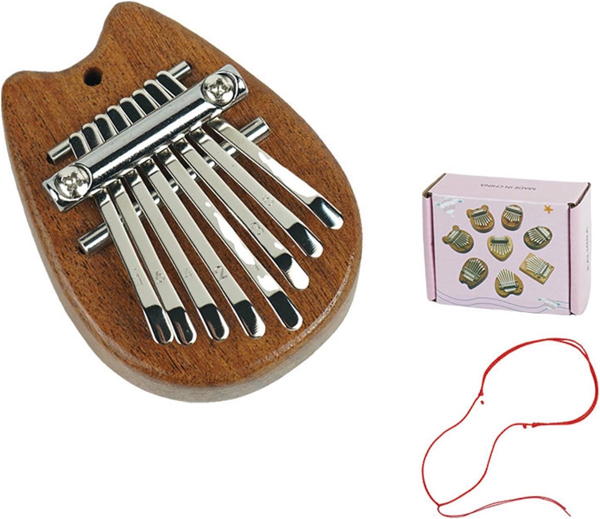 Mini Vingerpiano - Houten Muziekinstrument - Muziek Maken - 8 Toetsen - 7 x 5.5 x 3 cm - Houtkleur