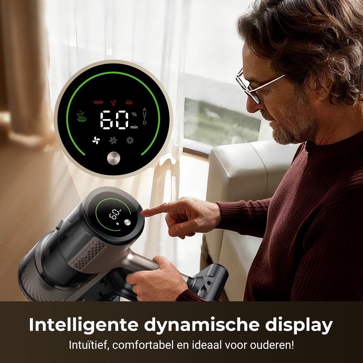 Proscenic P20 - Steelstofzuiger Draadloos –80KPA - 180AW - 680W - 70Min - Grote 1,5L Opvangbak - 4 zuigmodi - Voor Tapijt Vloeren Autos — afbeelding 2