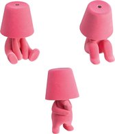 Lampe de table Luxus Bins Brother - Rose - Set de 3 - Lampe de table décorative - Lampe de chevet - Sans fil - Intensité variable