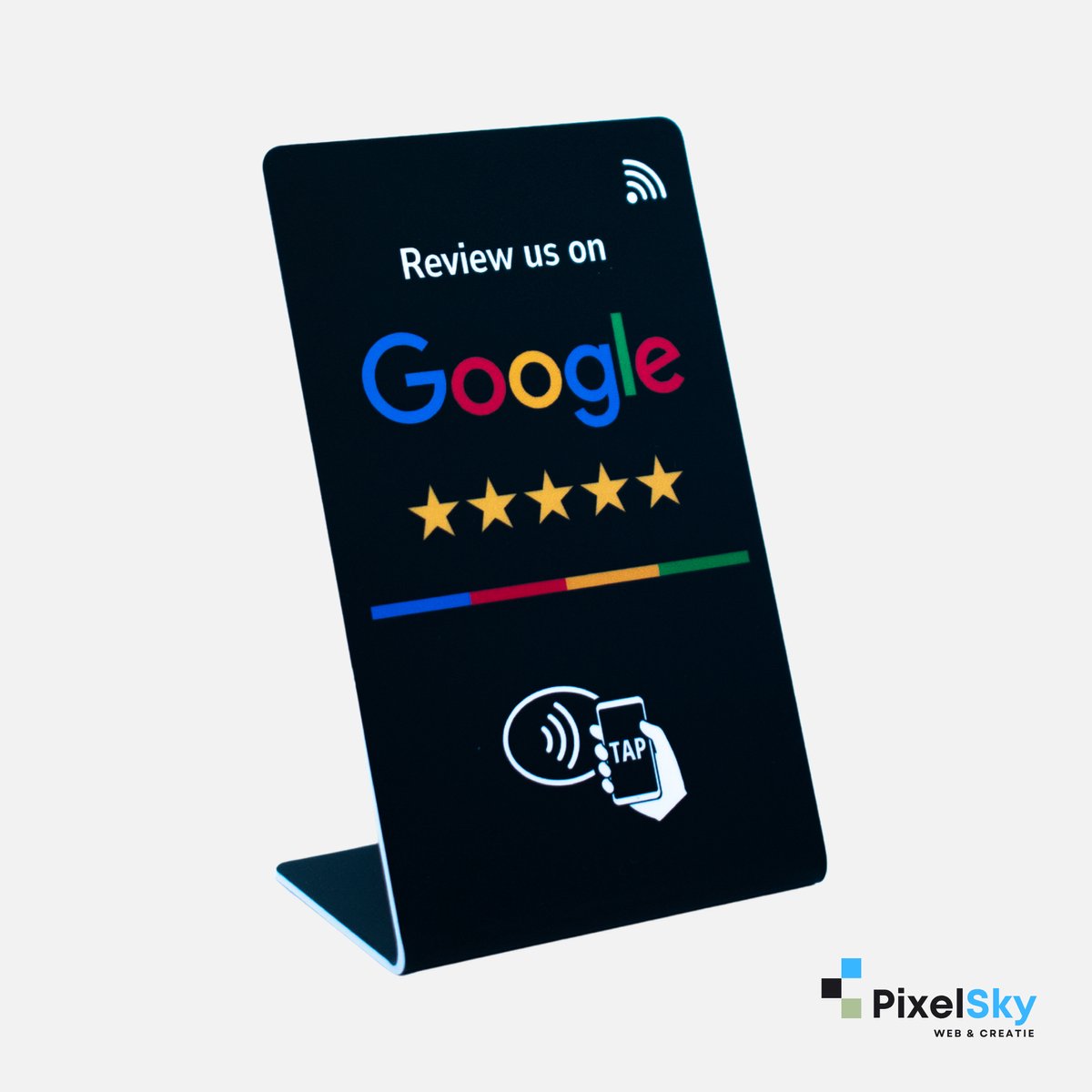 PixelSky - Google Review Display / Stand - NFC - Engels - Zwart