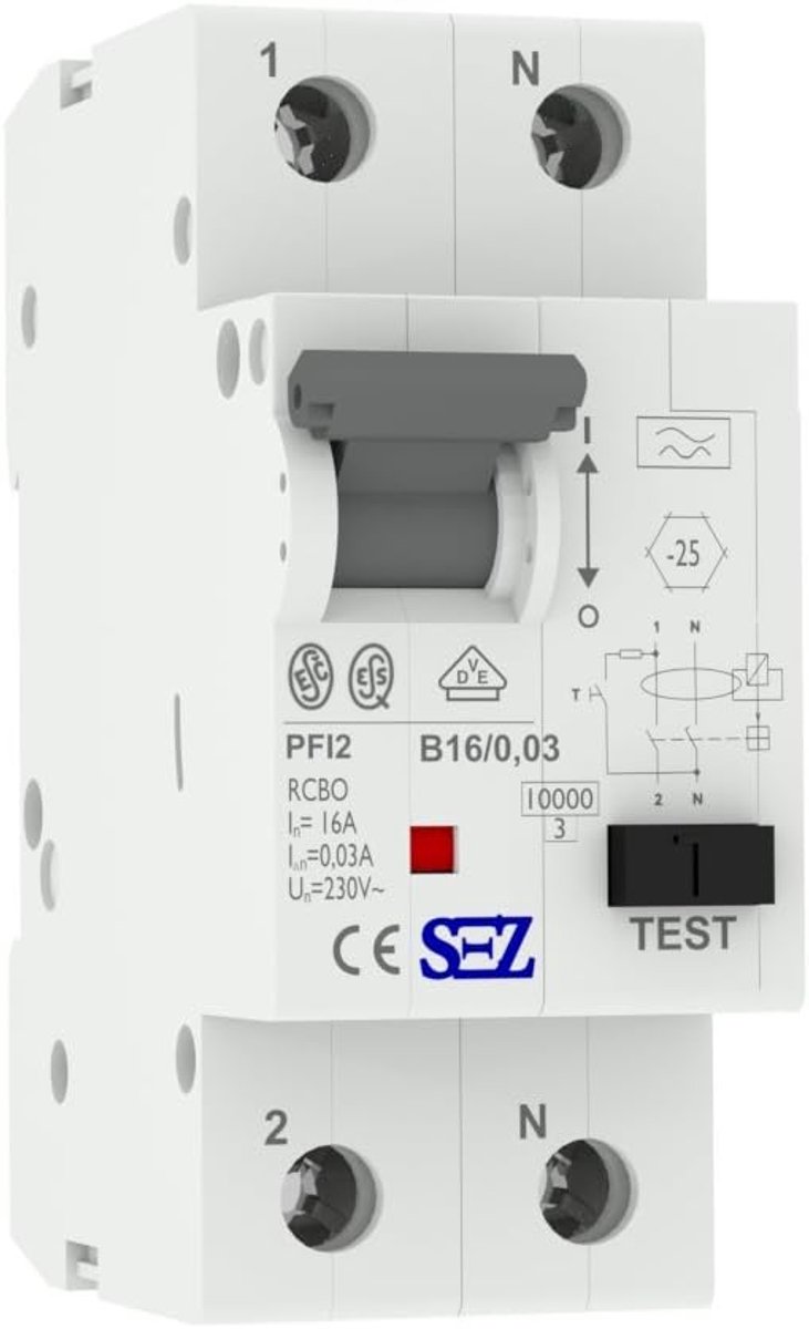 Stroomonderbreker Fi-schakelaar - Aardlekschakelaar - Elektrische beveiliging - VDE getest - 10kA