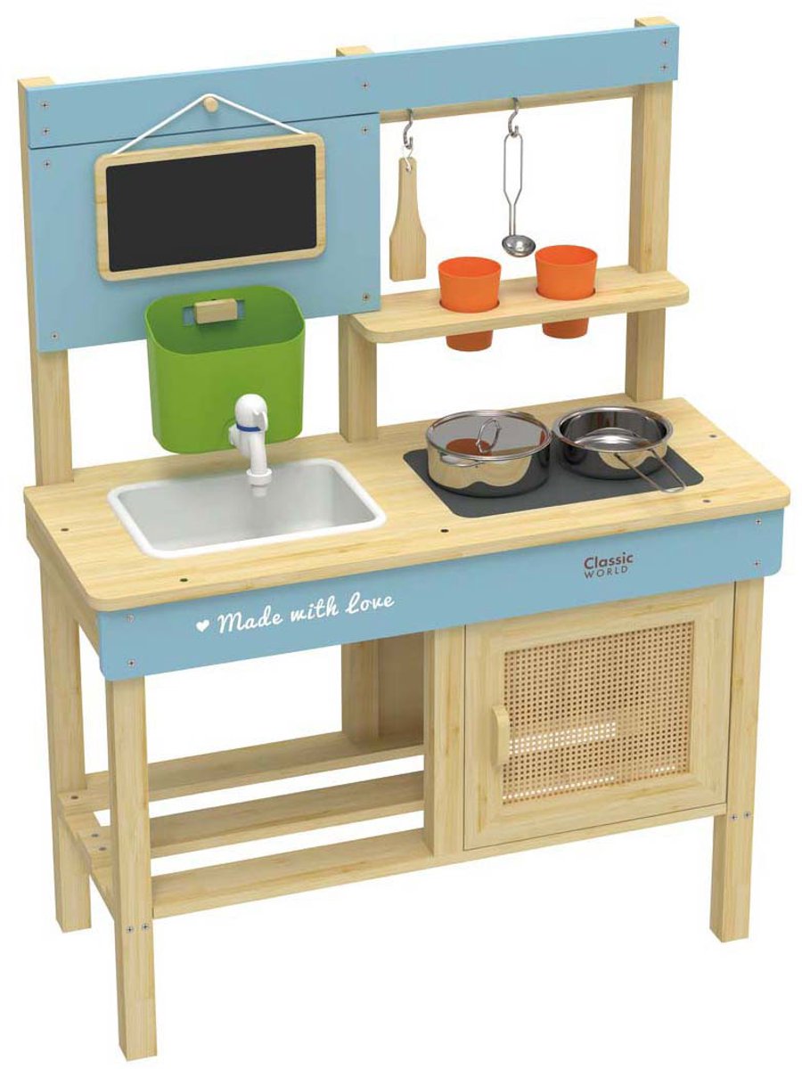 Classic World houten buitenkeuken speelkeuken met accessoires 7-delig. — afbeelding 5