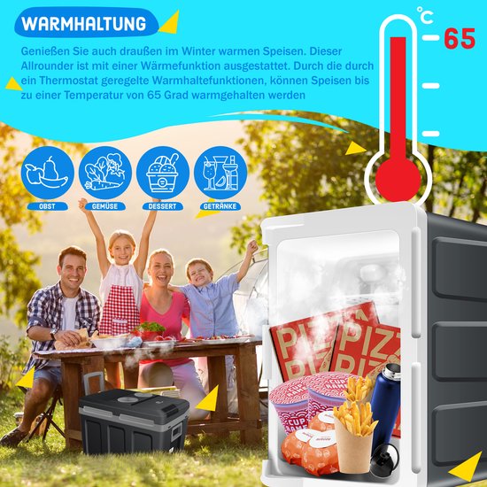 KESSER® 40L Thermo Elektrische Koelbox met wielen | voor warm houden en koelen | Coolbox | 12 volt en 230 volt| minikoelkast | thermobox voor auto| boot en camping | met ECO-modus - 40L, Zwart / Grijs van KESSER — afbeelding 5