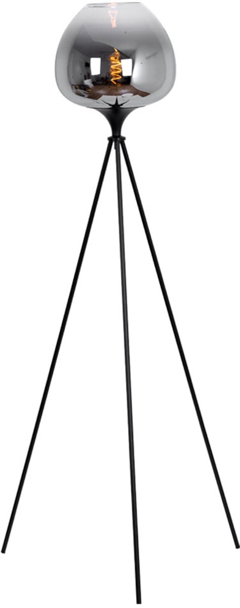 Vloerlamp MAXY Glas 150.0cm Matt zwart | Koper E27 1-Lichts