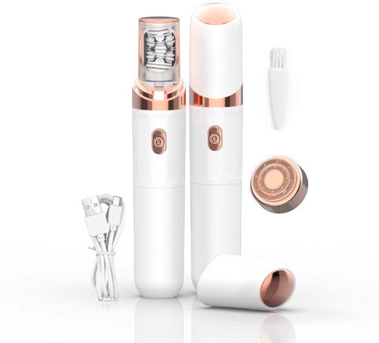 Epileerapparaat dames - Epilator Gezicht - Elektrische ontharingsapparaat - 2-in-1 ontwerp - Oplaadbaar - LED-lampje - Pijnloos - Compact - Gezicht - Kin - Bovenlip - Wit