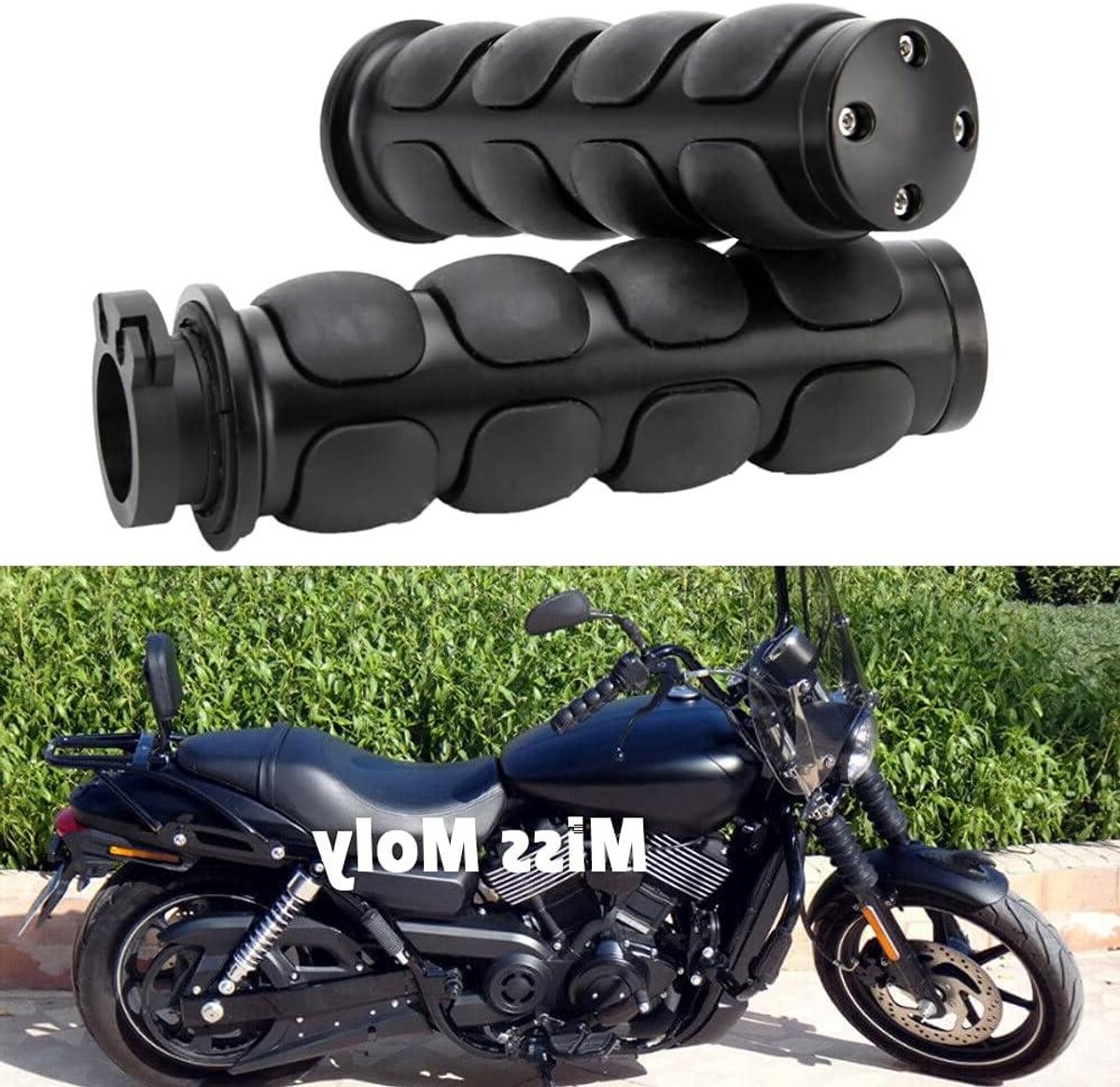 Motorfiets Handgrepen - Stuur Grepen - Comfortabel Rijden - Antislip Rubber - 25 mm Binnendiameter - Zwart