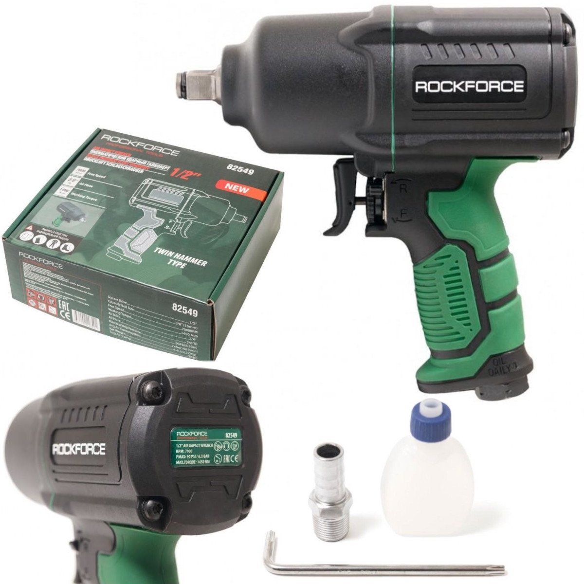 Rockforce RF-82549 - Pneumatische Slagmoersleutel - Twin Hammer - 1450 Nm - 1/2" Fitting