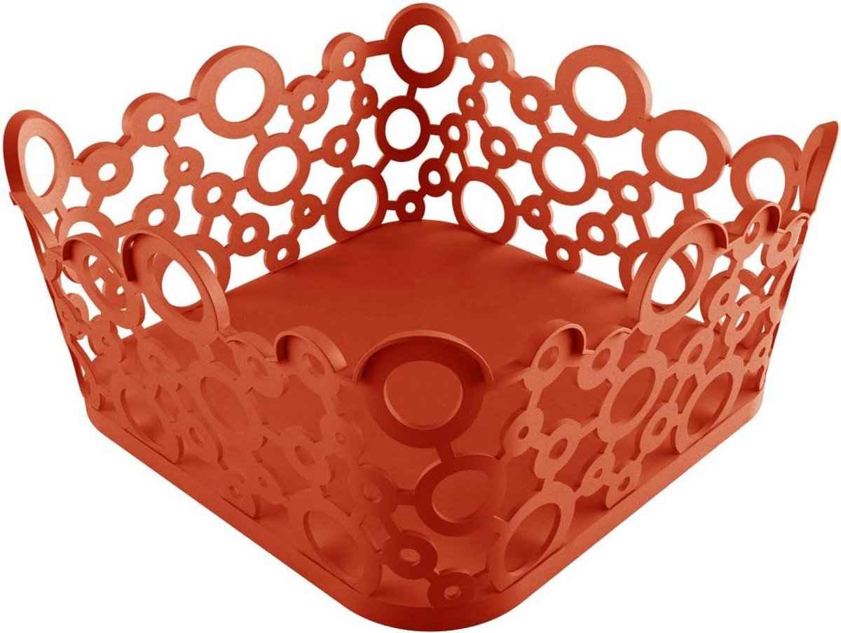 Vierkante opbergmand van polypropyleen in rood