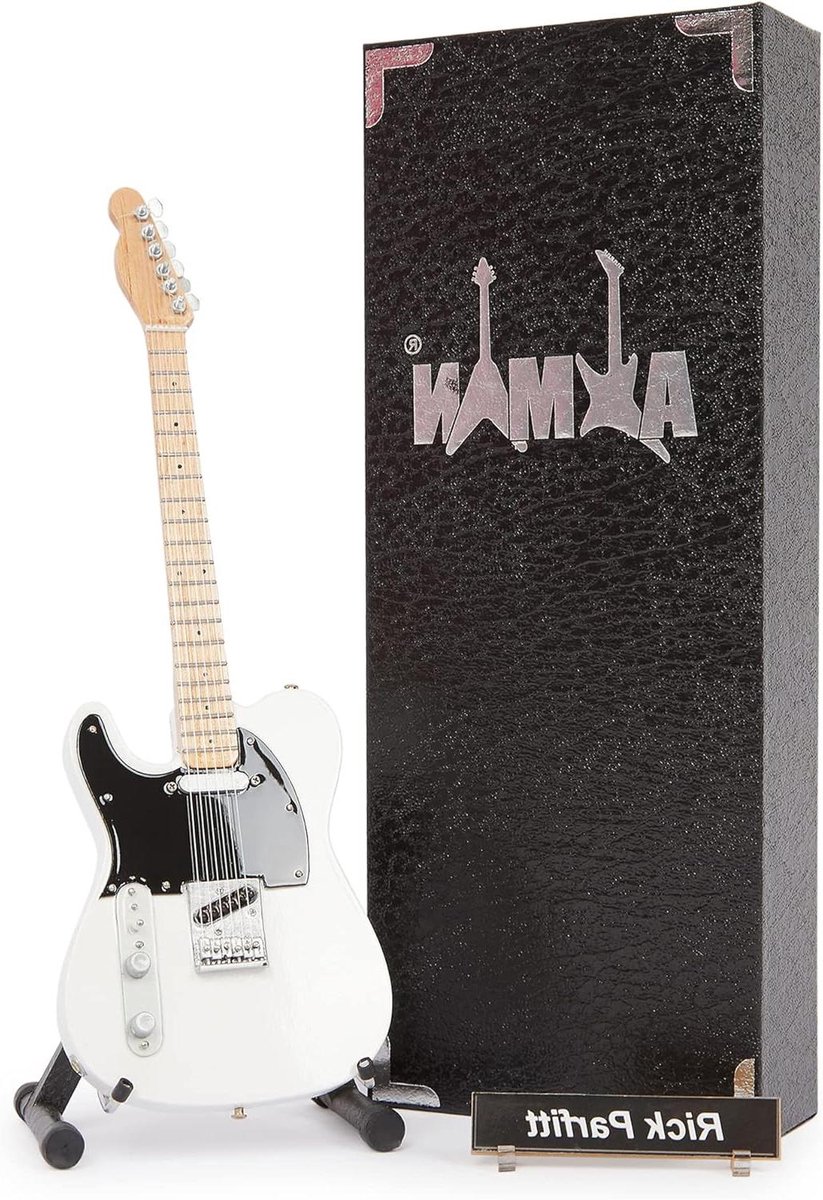 Miniatuur Gitaar Replica - Model Gitaar - Decoratie - Inclusief Display Stand - 25 cm - Wit