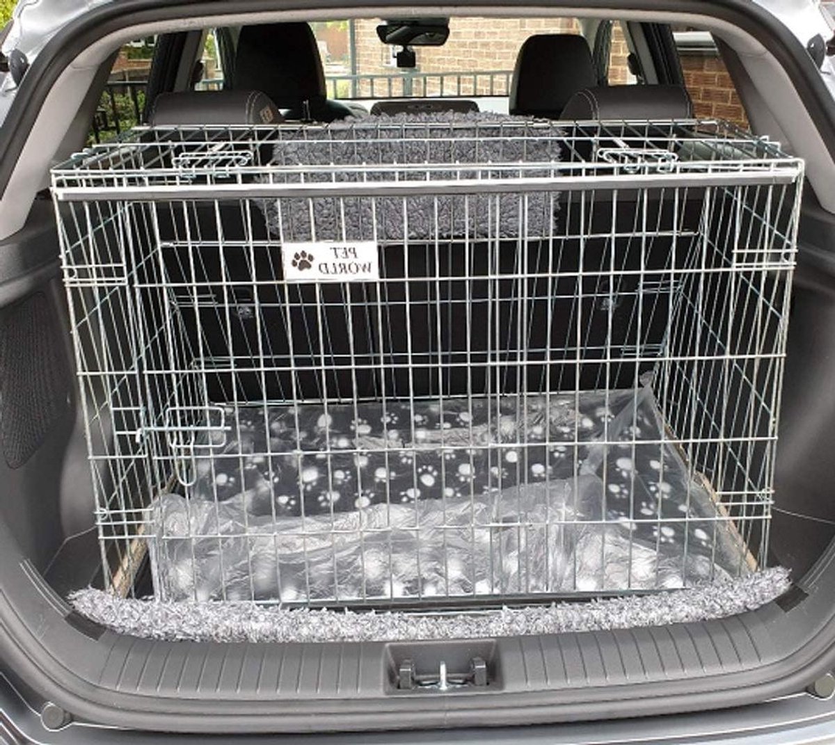 Autobench Hond - Hondenkooi Auto - Veilig Vervoer - Schuin Ontwerp - 91x61x63 cm - Zilver