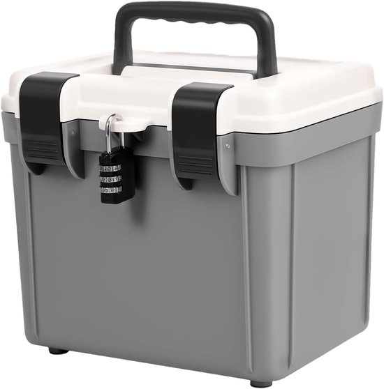 Boîte de rangement verrouillable, organiseur de sécurité portable, 21,5 x 19 x 18 cm, grande capacité, classeur