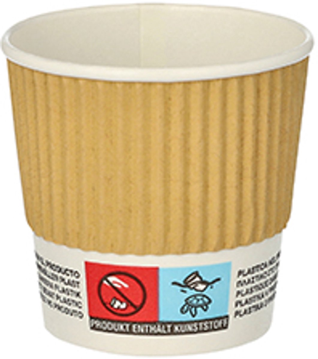 20x 25 Drinkbekers Karton 01 l Ø 6 cm · 6 cm natuur Ripple Wall