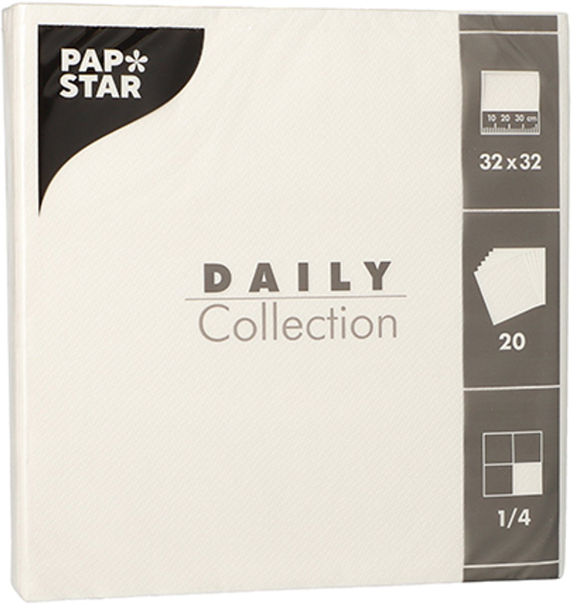 15x 20 Servetten DAILY Collection 1/4 vouw 32 cm x 32 cm wit