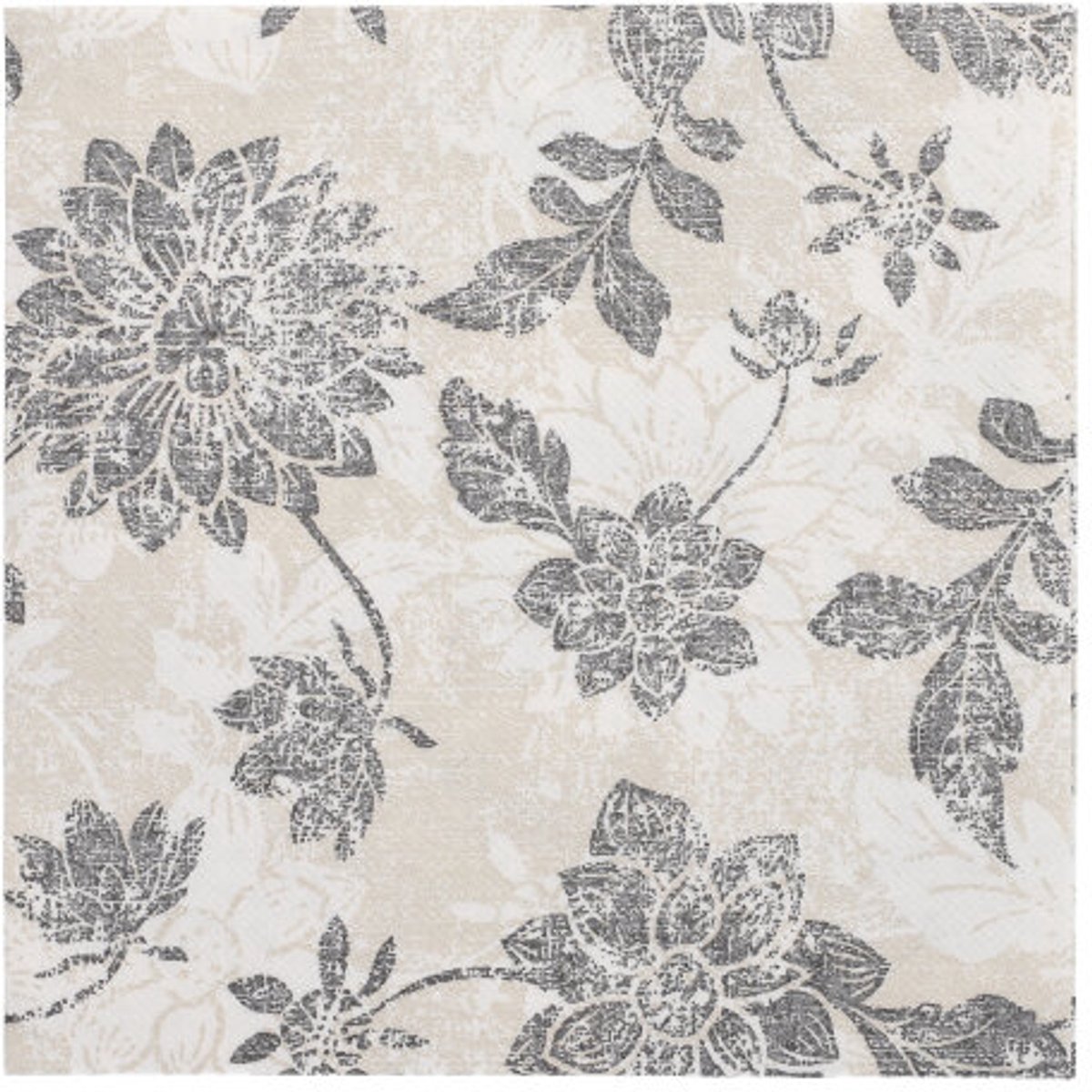 5x 50 Servetten ROYAL Collection 1/4 vouw 40 cm x 40 cm antraciet Flowers