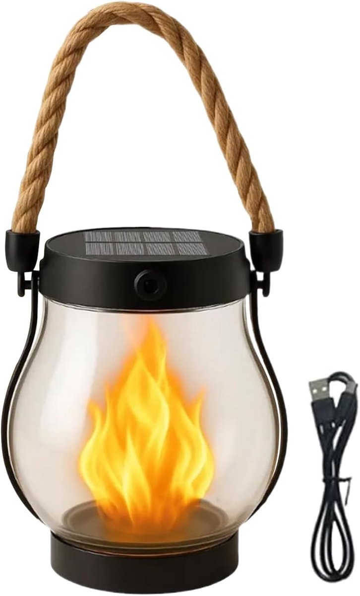 Zonne Lantaarn - Buitenlamp Ornament - Tuin Decoratie - Flikkerende Vlam Effect - 12.5 x 1