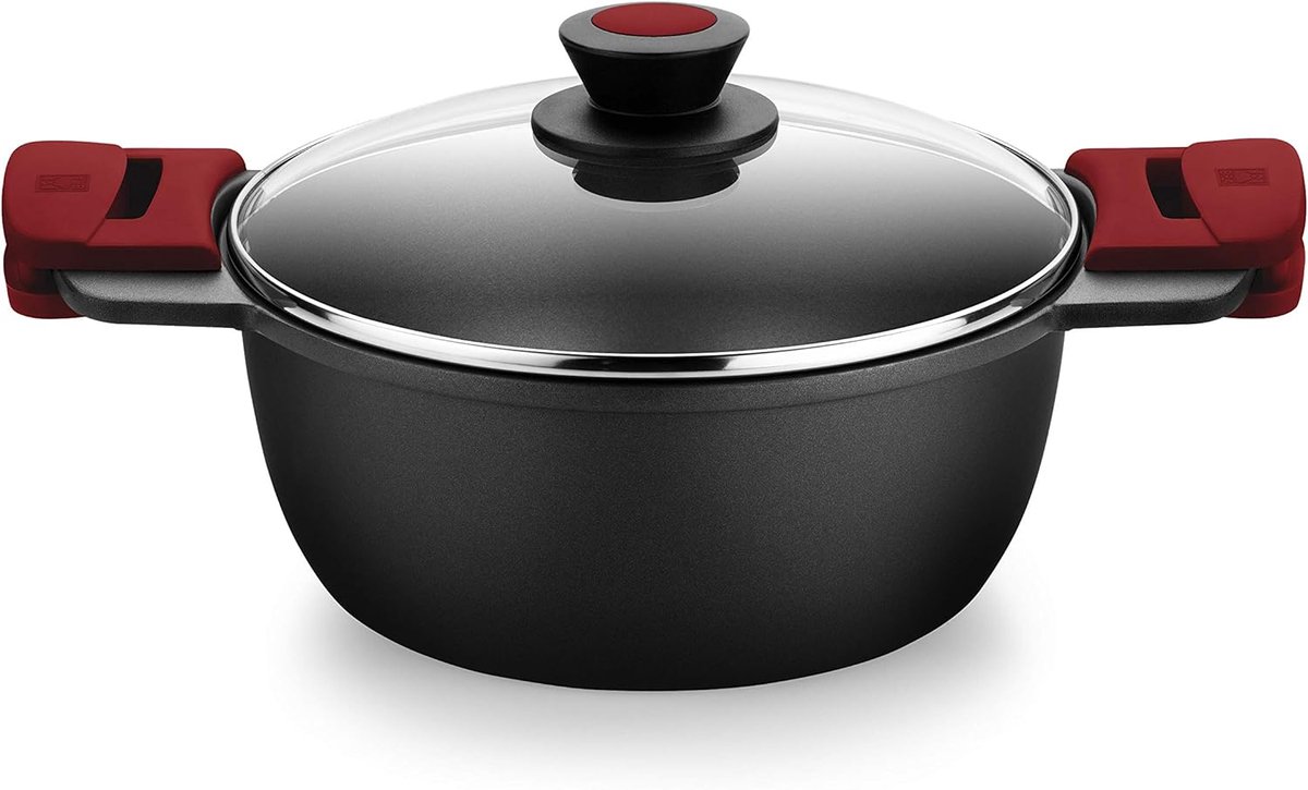 Kookpan met Deksel - Hoge Pan - Koken en Braden - Gegoten Aluminium - 28 cm