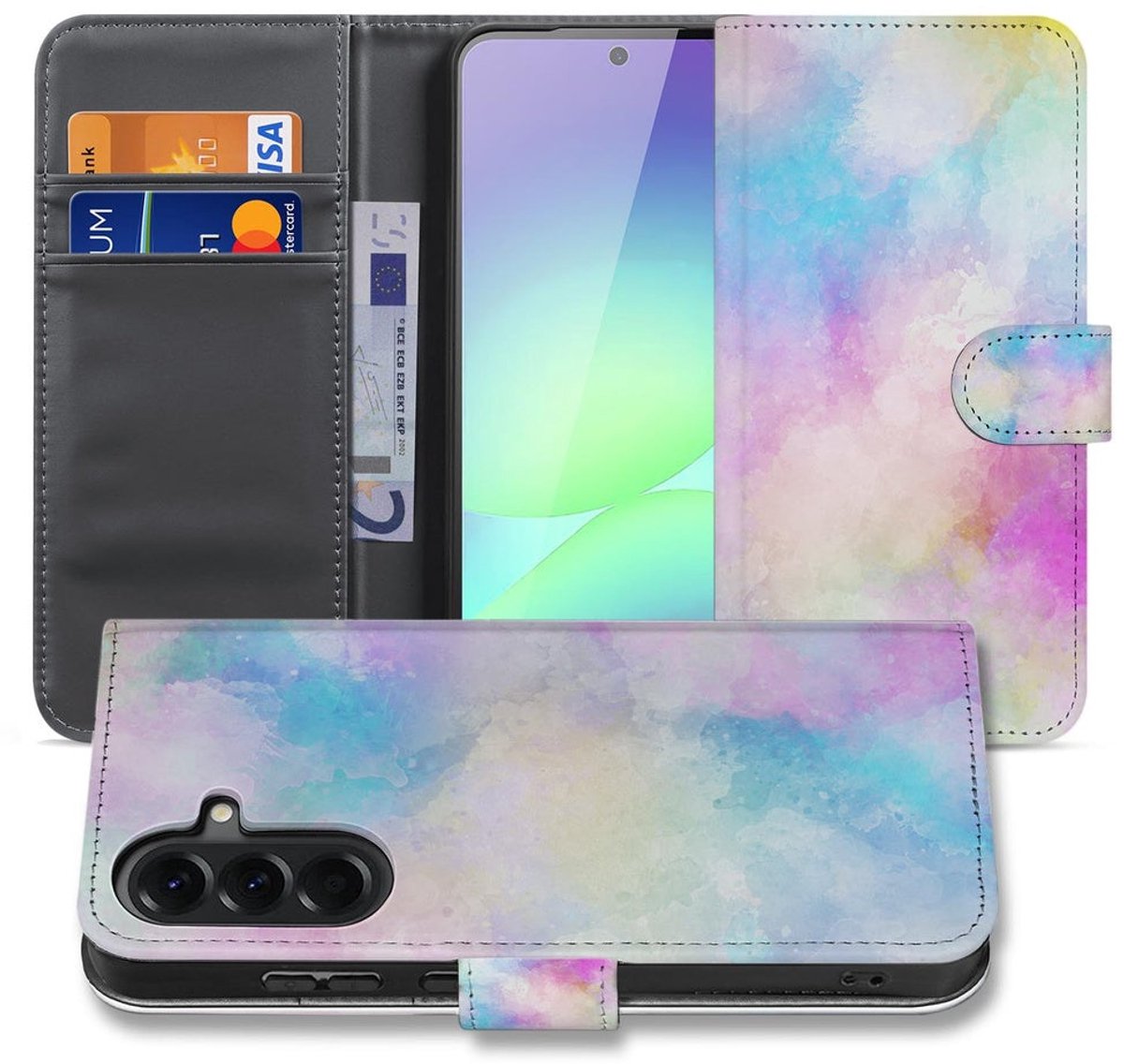 Samsung Galaxy A37 Book Case Hoesje Watercolor Light met Pasjeshouder