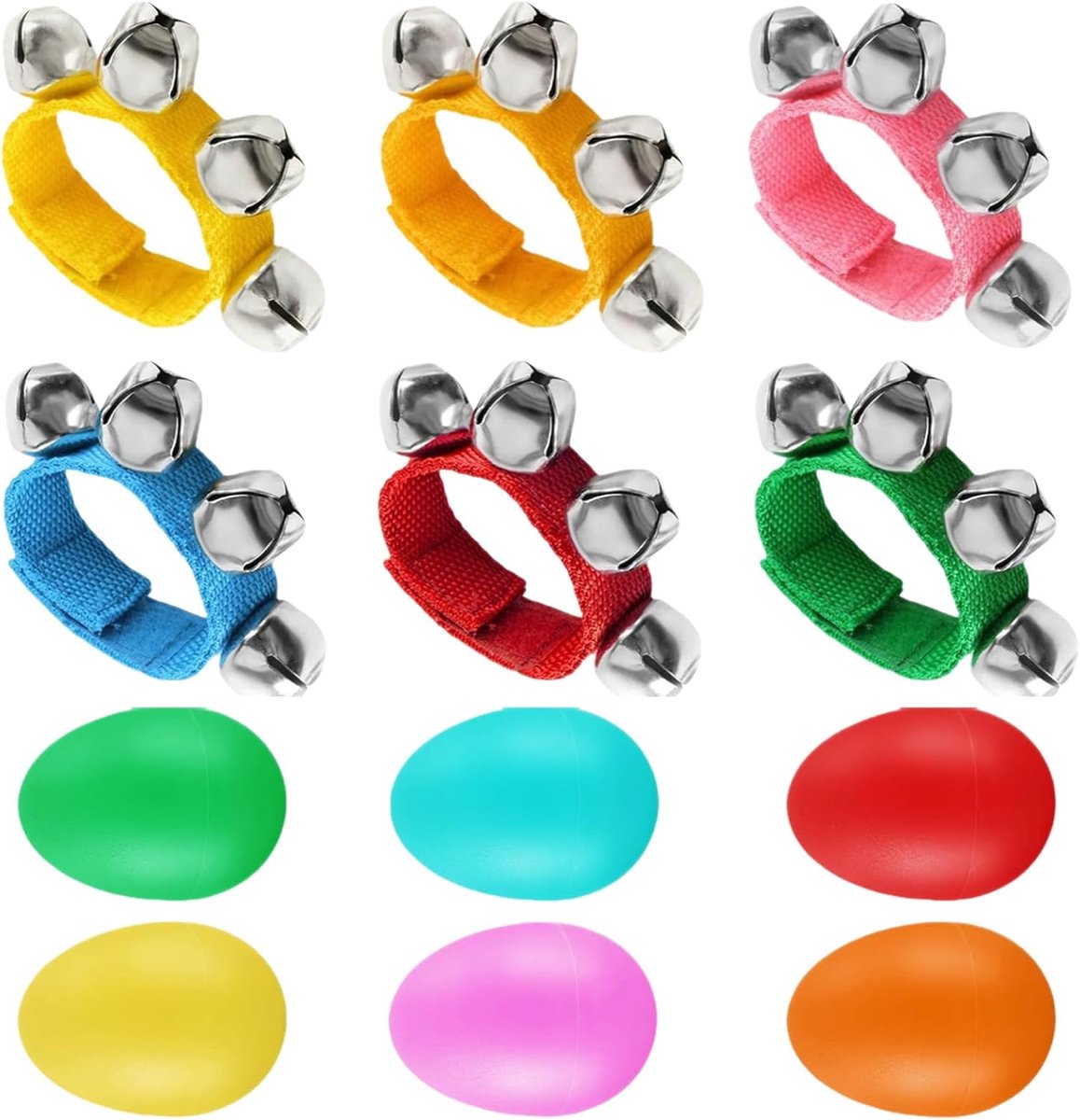 Ritme Enkelklokken - Shaker Eieren Rammelaars - Muziek Maken - Vrolijke Kleuren - Set van 12 - Multicolor