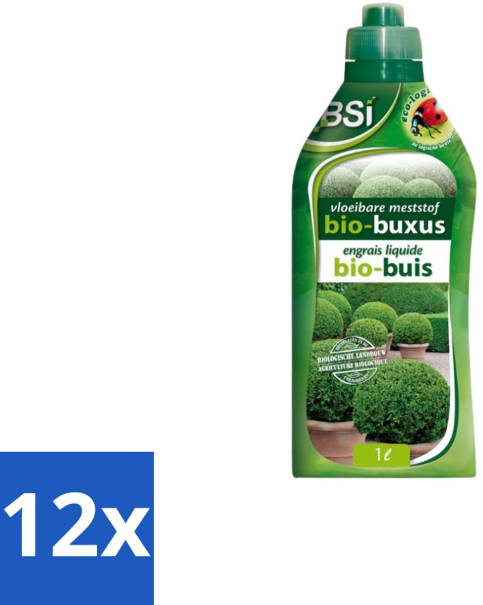 BSI – Bio Buxus Meststof – Gezonde Groei & Diepgroene Bladeren – 1 L - Voordeelverpakking - 12 stuks