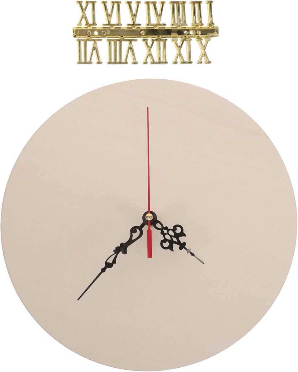 Houten Wijzerplaat - Klok Onderdelen - DIY Klok Maken - Romeinse Cijfers - 25cm Diameter - Natuurlijk Hout