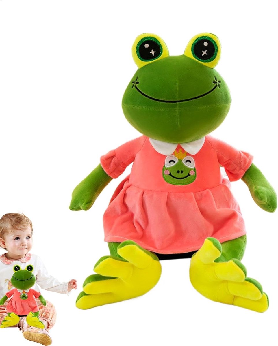 Pluche Kikker - Zacht Knuffelbeest - Decoratie en Spel - Wasbaar Materiaal - 30 cm Lengte - Roze