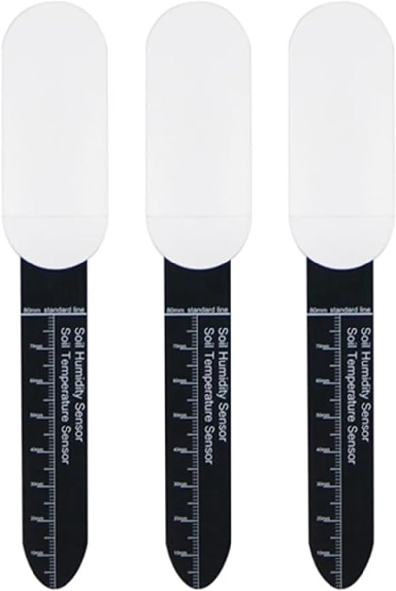 Slimme Bodem Sensor - Vochtigheid Temperatuur Meter - Planten Verzorging - Real-time Monitoring - 3 Stuks - Wit Zwart