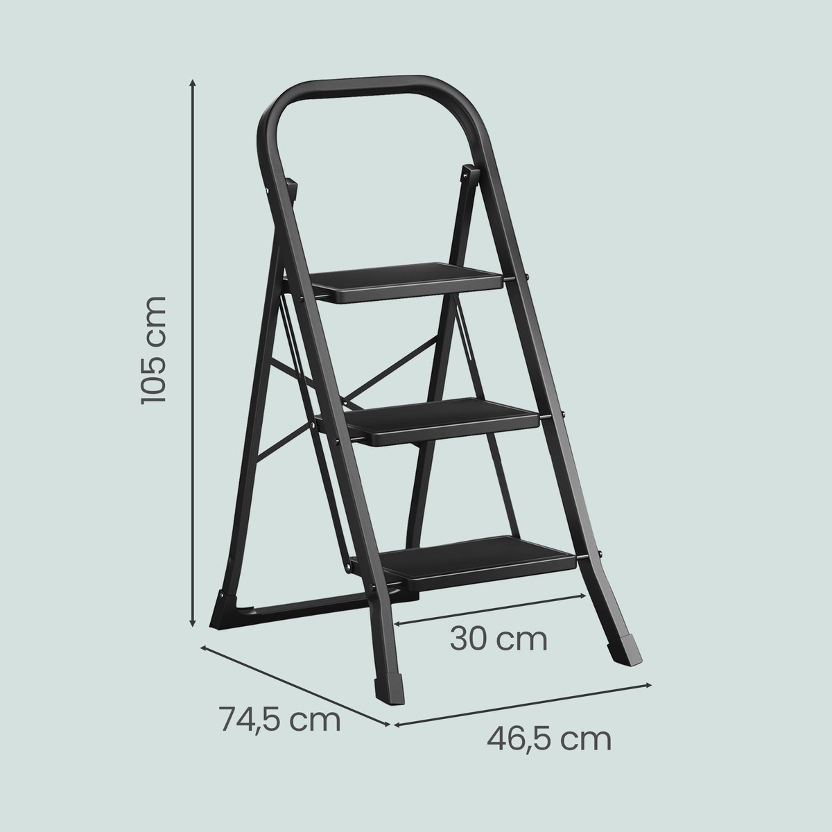 SONGMICS - Ladder - Drieladige Opvouwbare Huishoudtrap - Met Klapbeveiliging - Belastbaar tot 150 kg – foto 7