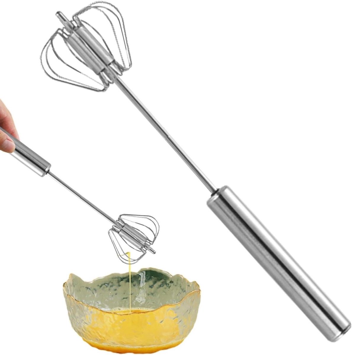 Eiergarde RVS - Handmixer Garde - Beslag Maken - Semi-automatisch - 23.5 cm - Zilver