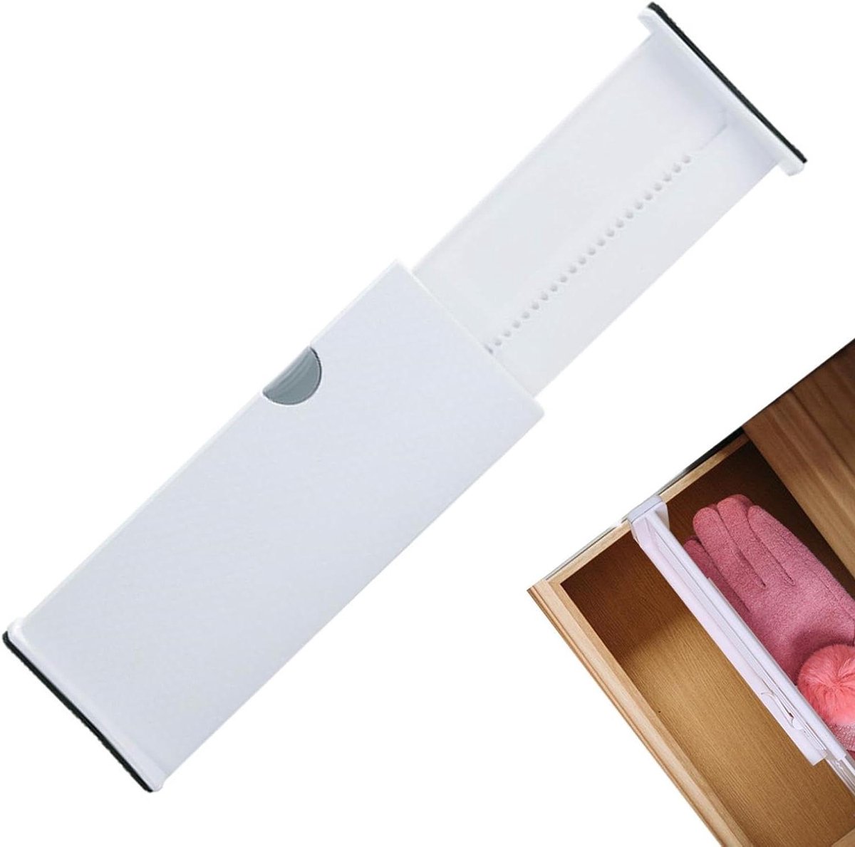 Verstelbare ladeverdelers - Lade scheiders - Laden organiseren - Veersluitsysteem - 34 cm - Wit