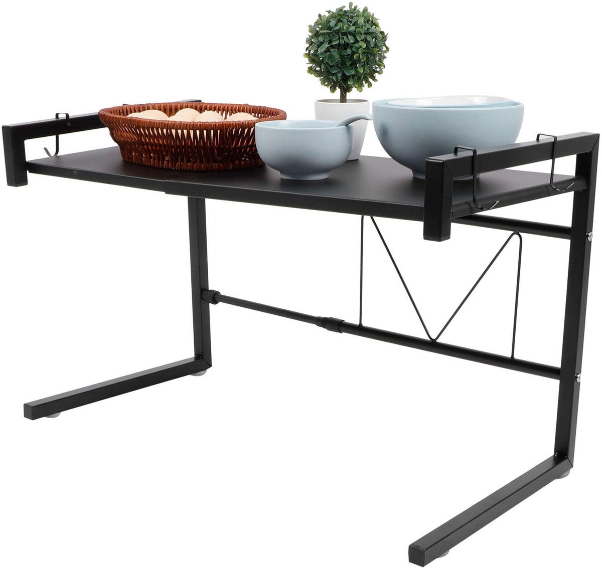 SolidChoice - Magnetronrek Wandmontage - Ruimtebesparende Keukenplank - 2-laags Organisator - Koolstofstaal - Ideaal voor Thuis - Geschikt voor Volwas